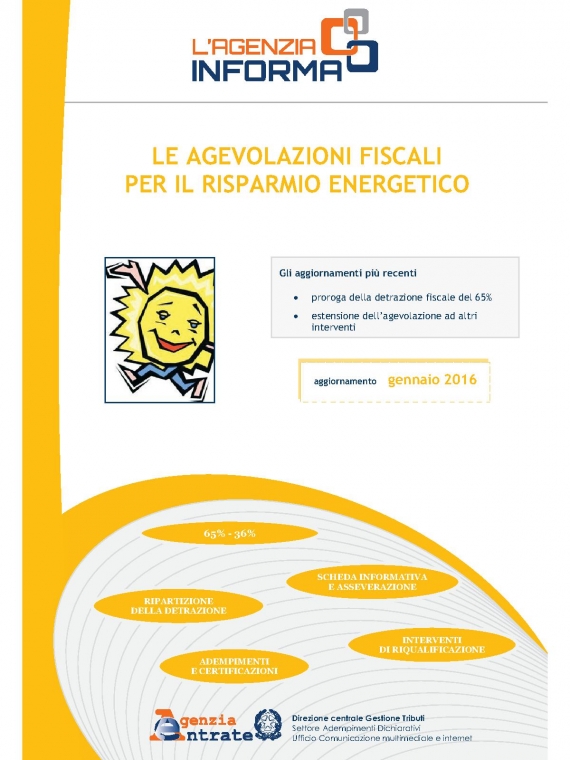 Agevolazioni fiscali per il risparmio energetico: guida gennaio 2016